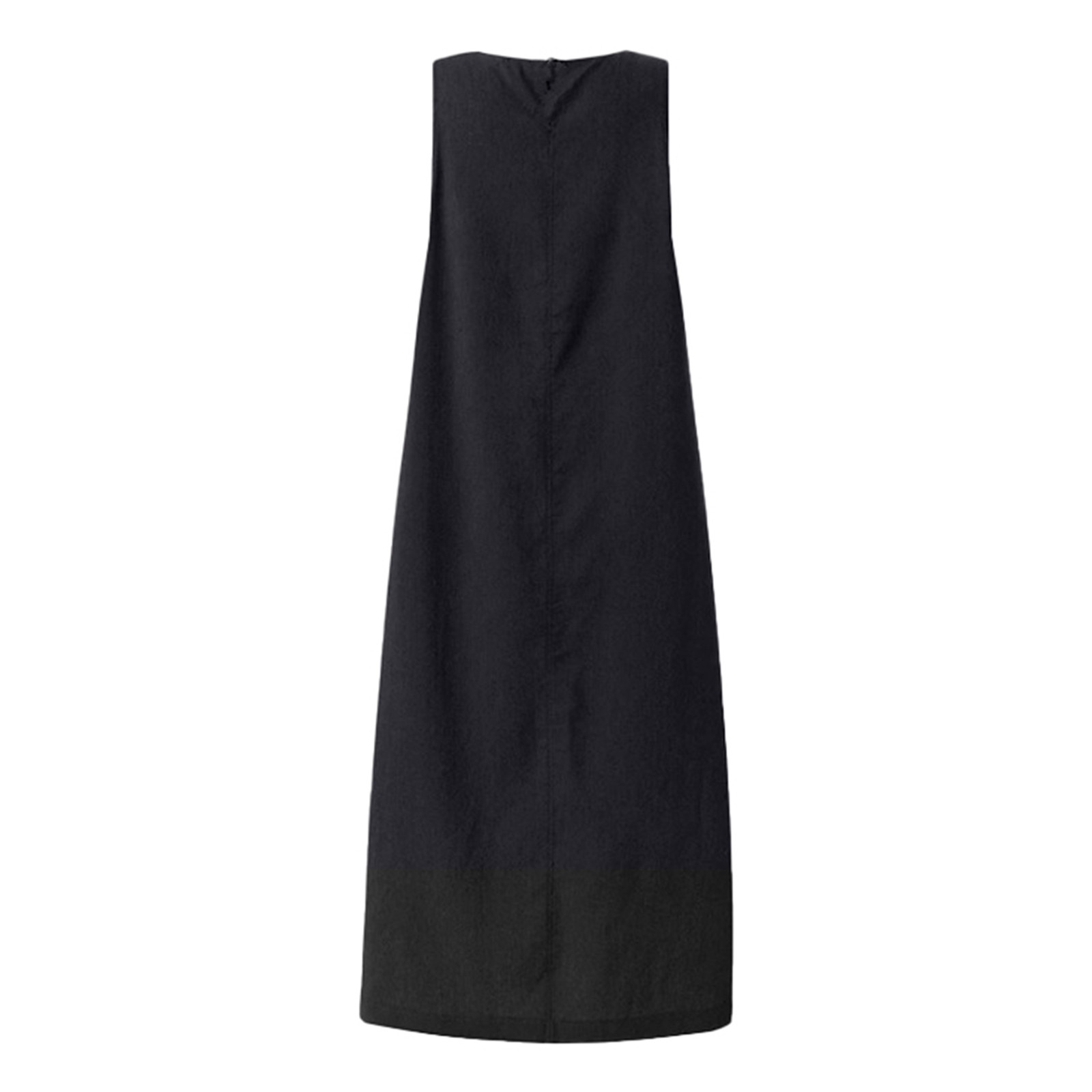 thumbnail image 5 of Vestido largo bohemio sin mangas con bolsillos para mujer - Cuello redondo, corte holgado con bolsillos amplios, estilo boho para climas cálidos., 5 of 5